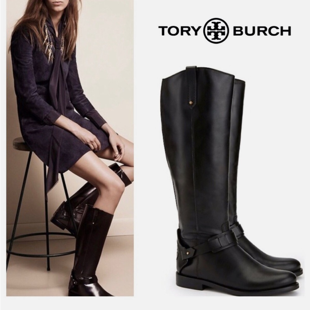Tory Burch Colton Riding Boots Black Women Size :6M